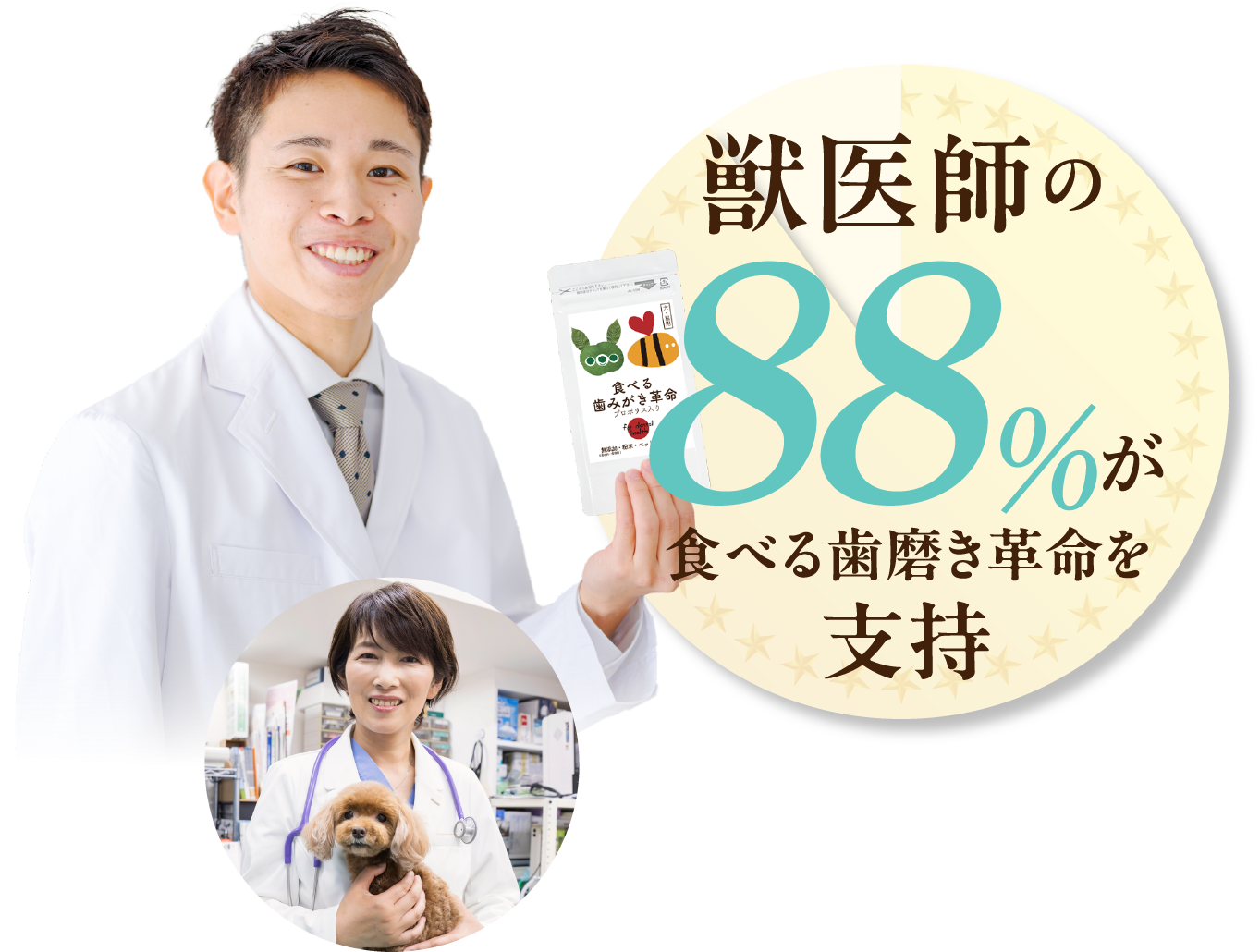 獣医師の88%が食べる歯磨き革命を支持しています