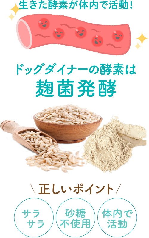 ドックダイナーの酵素は麹菌発酵